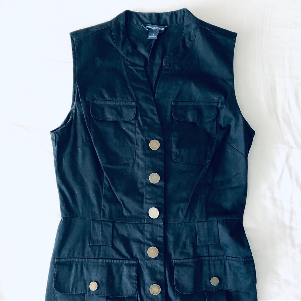 Black Military Style Banana Republic Factory Dress